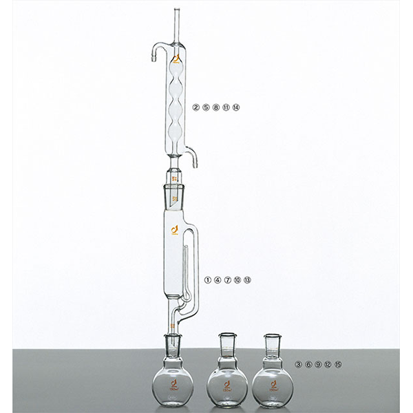 ソックスレ−抽出器 ２型 小 （フラスコ３個セット） CL1054-10 ガラスSHOPクライミング